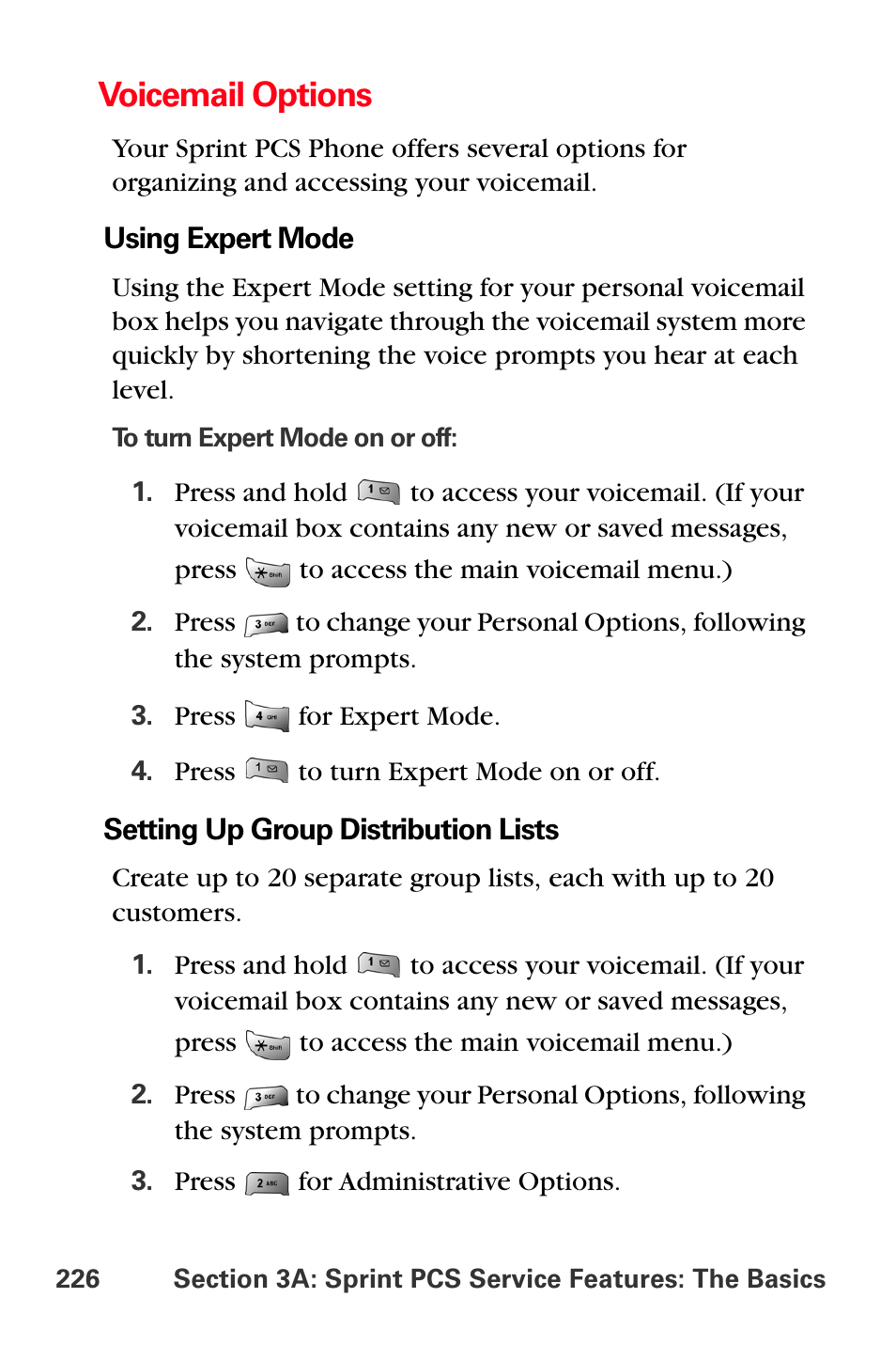 Voicemail options | Sprint Nextel MM-A800 User Manual | Page 240 / 318