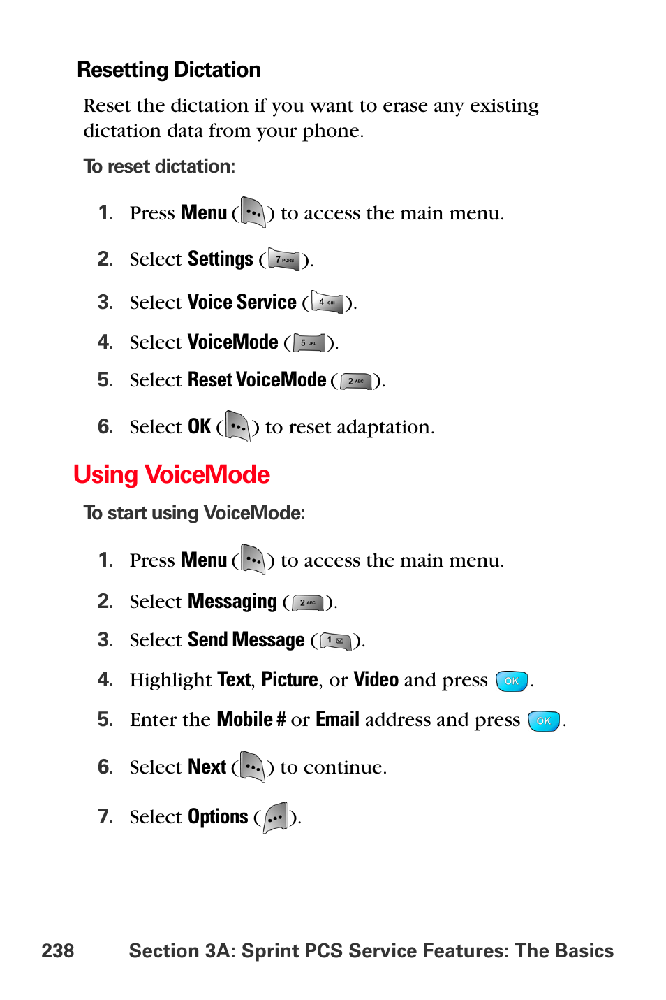 Using voicemode | Sprint Nextel MM-A800 User Manual | Page 252 / 318