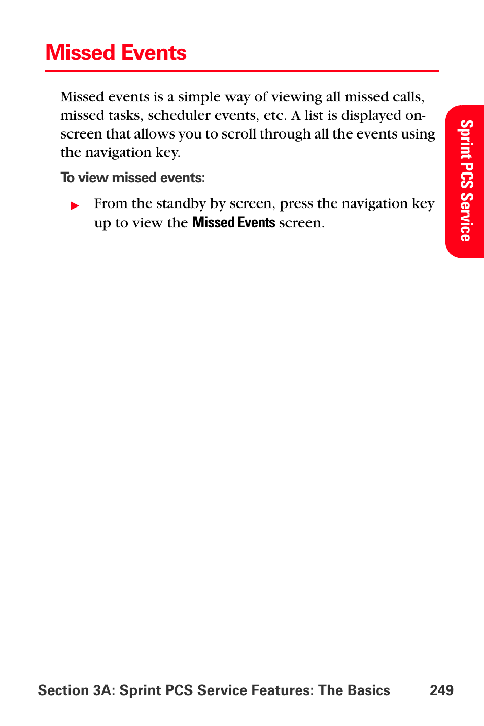 Missed events | Sprint Nextel MM-A800 User Manual | Page 263 / 318