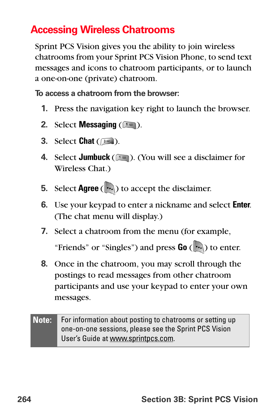 Accessing wireless chatrooms | Sprint Nextel MM-A800 User Manual | Page 278 / 318