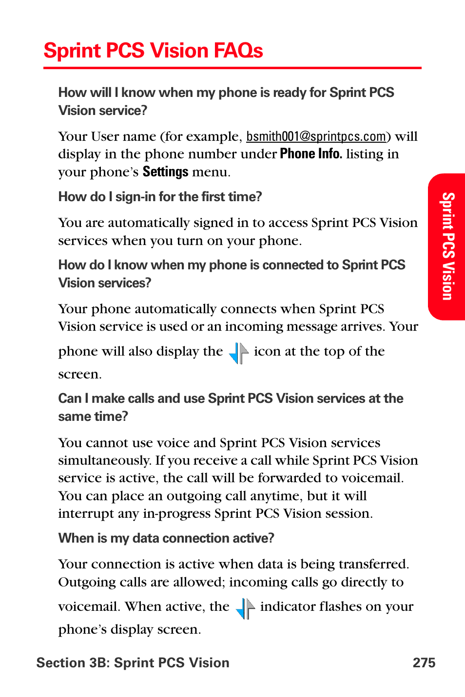 Sprint pcs vision faqs | Sprint Nextel MM-A800 User Manual | Page 289 / 318