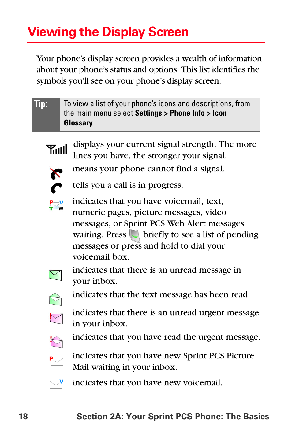 Viewing the display screen | Sprint Nextel MM-A800 User Manual | Page 32 / 318