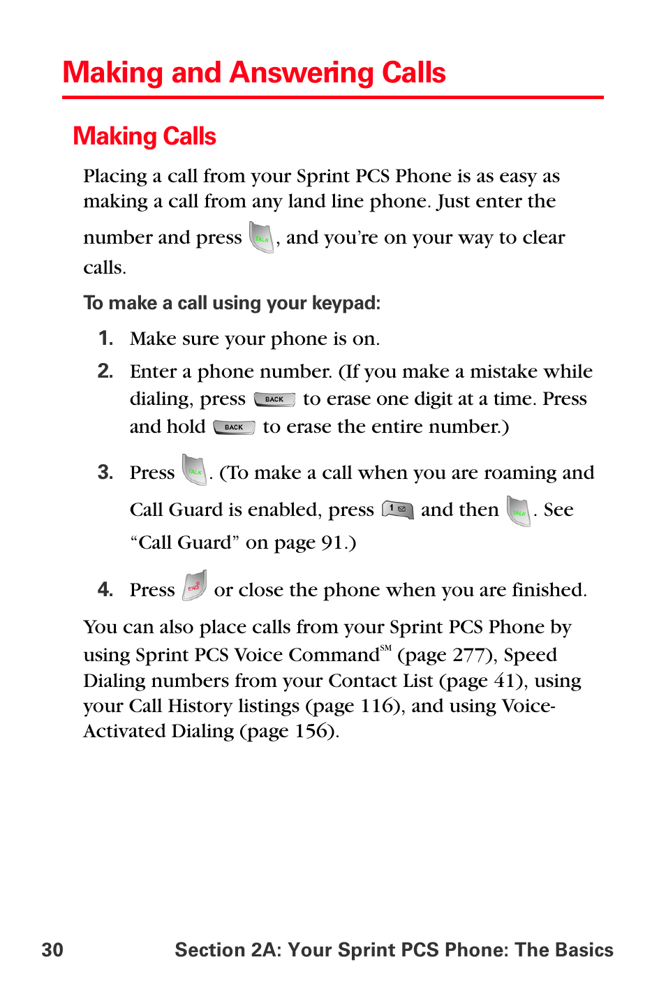 Making and answering calls, Making calls | Sprint Nextel MM-A800 User Manual | Page 44 / 318