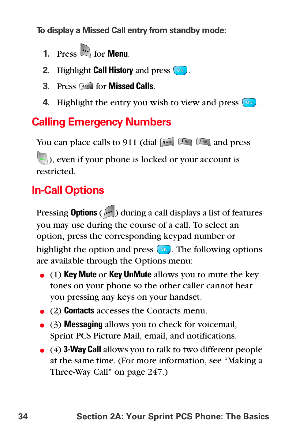 Calling emergency numbers, In-call options | Sprint Nextel MM-A800 User Manual | Page 48 / 318