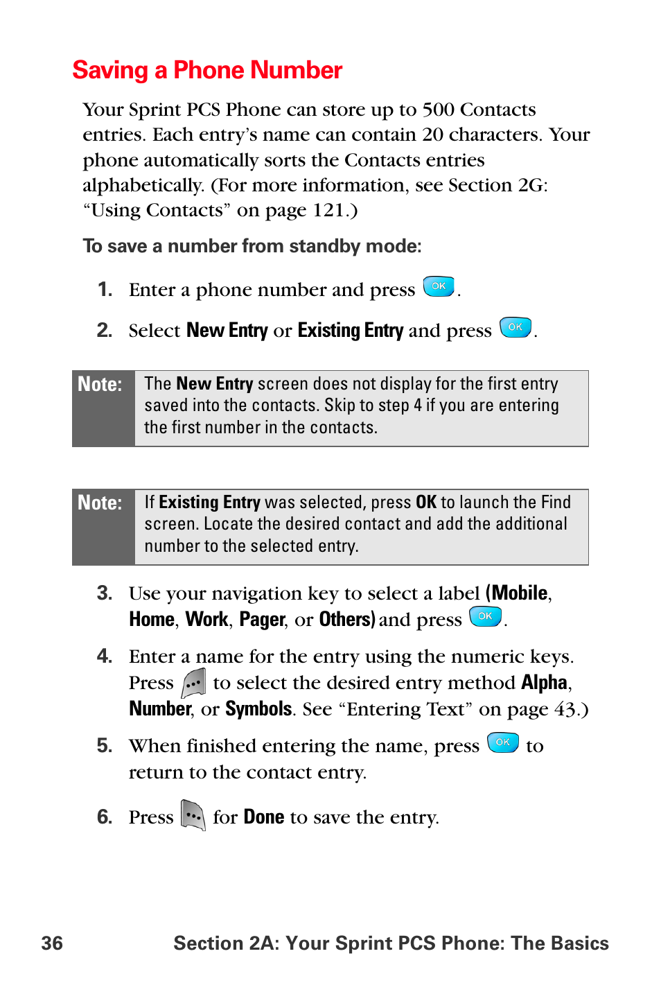 Saving a phone number | Sprint Nextel MM-A800 User Manual | Page 50 / 318