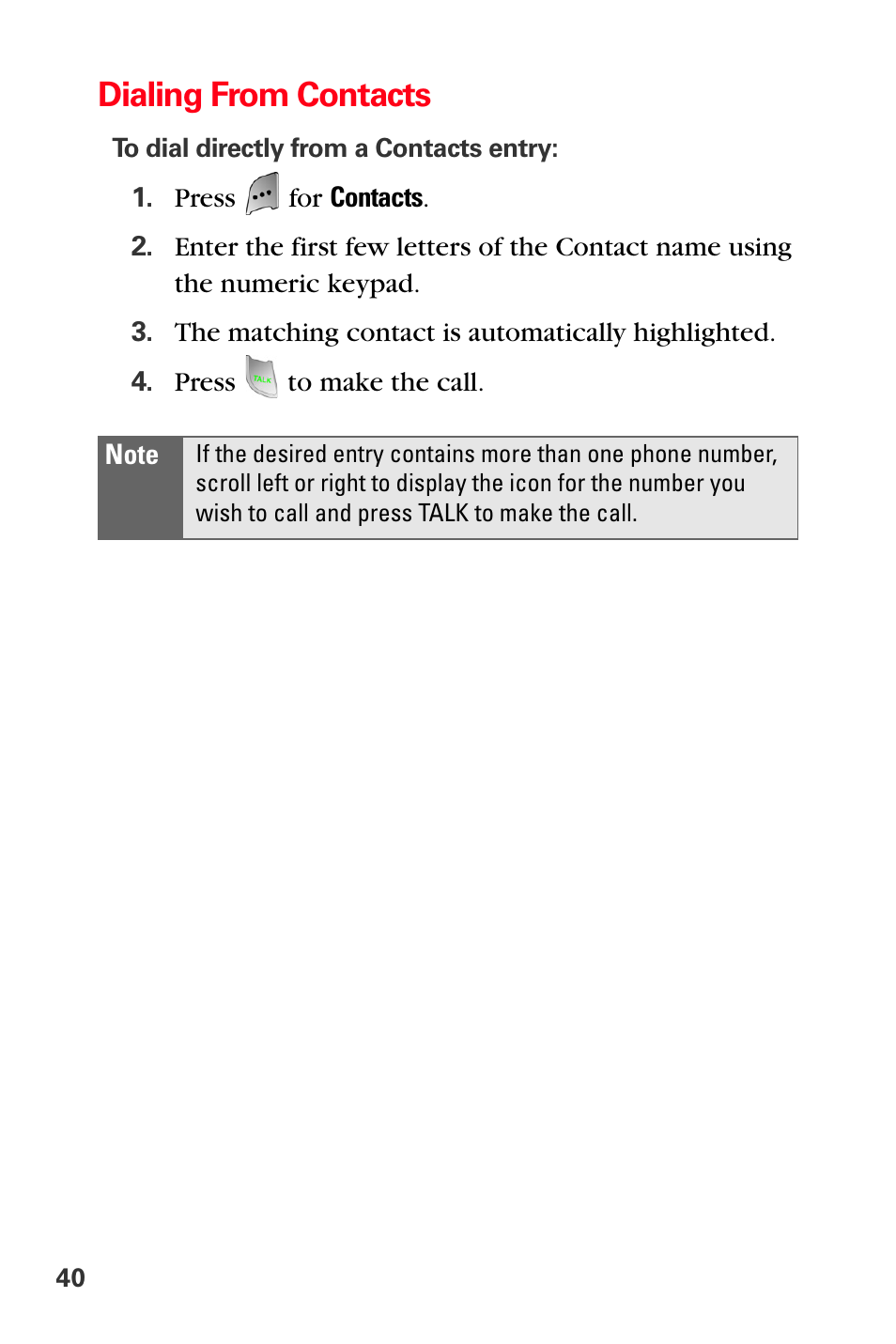 Dialing from contacts | Sprint Nextel MM-A800 User Manual | Page 54 / 318