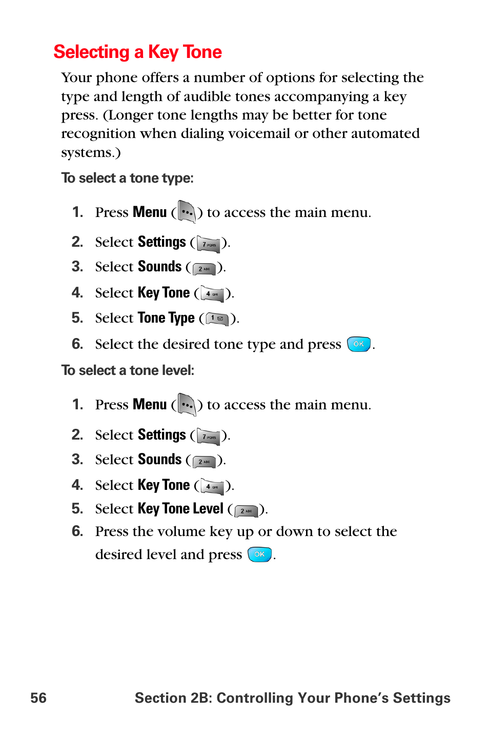 Selecting a key tone | Sprint Nextel MM-A800 User Manual | Page 70 / 318