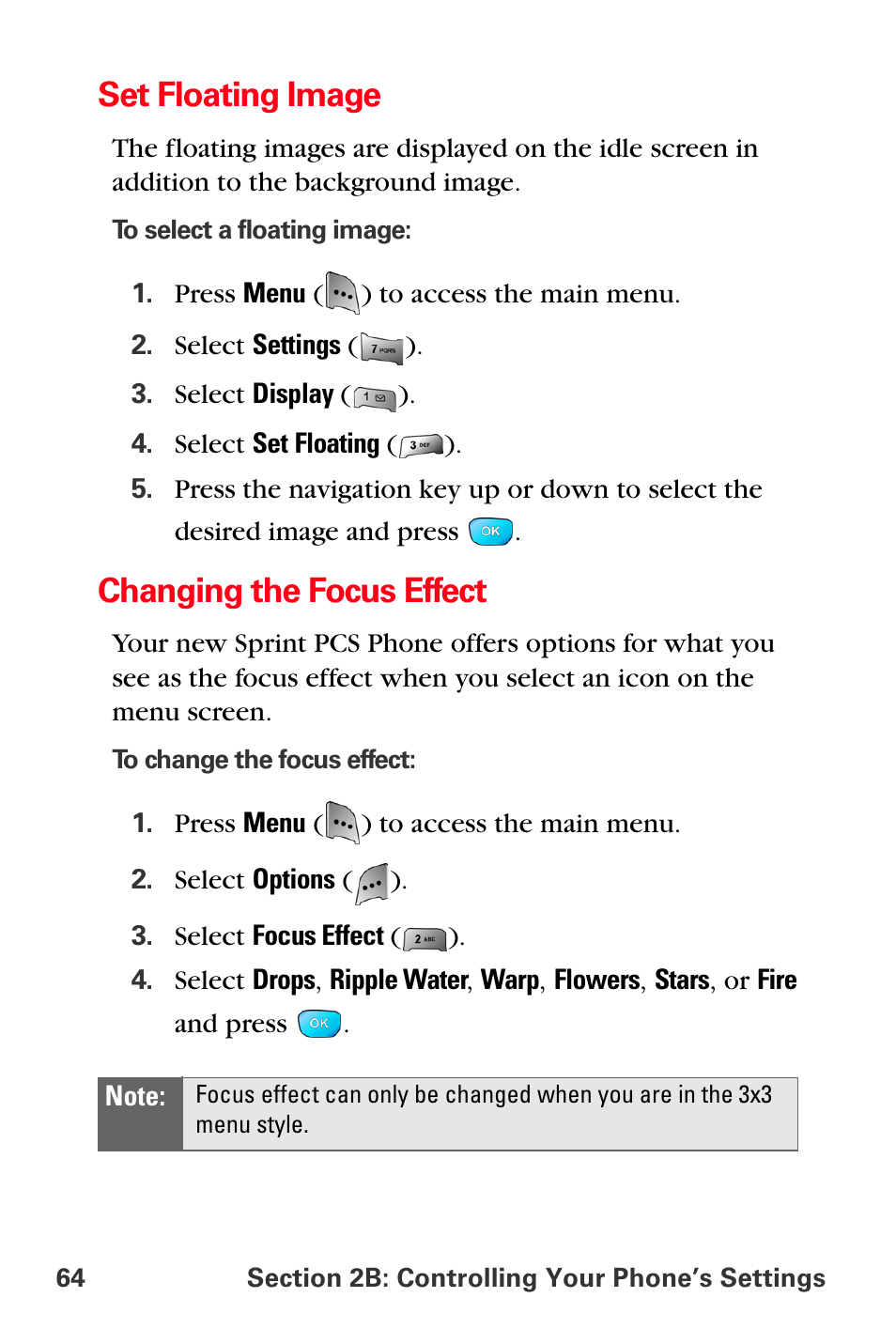 Set floating image, Changing the focus effect | Sprint Nextel MM-A800 User Manual | Page 78 / 318