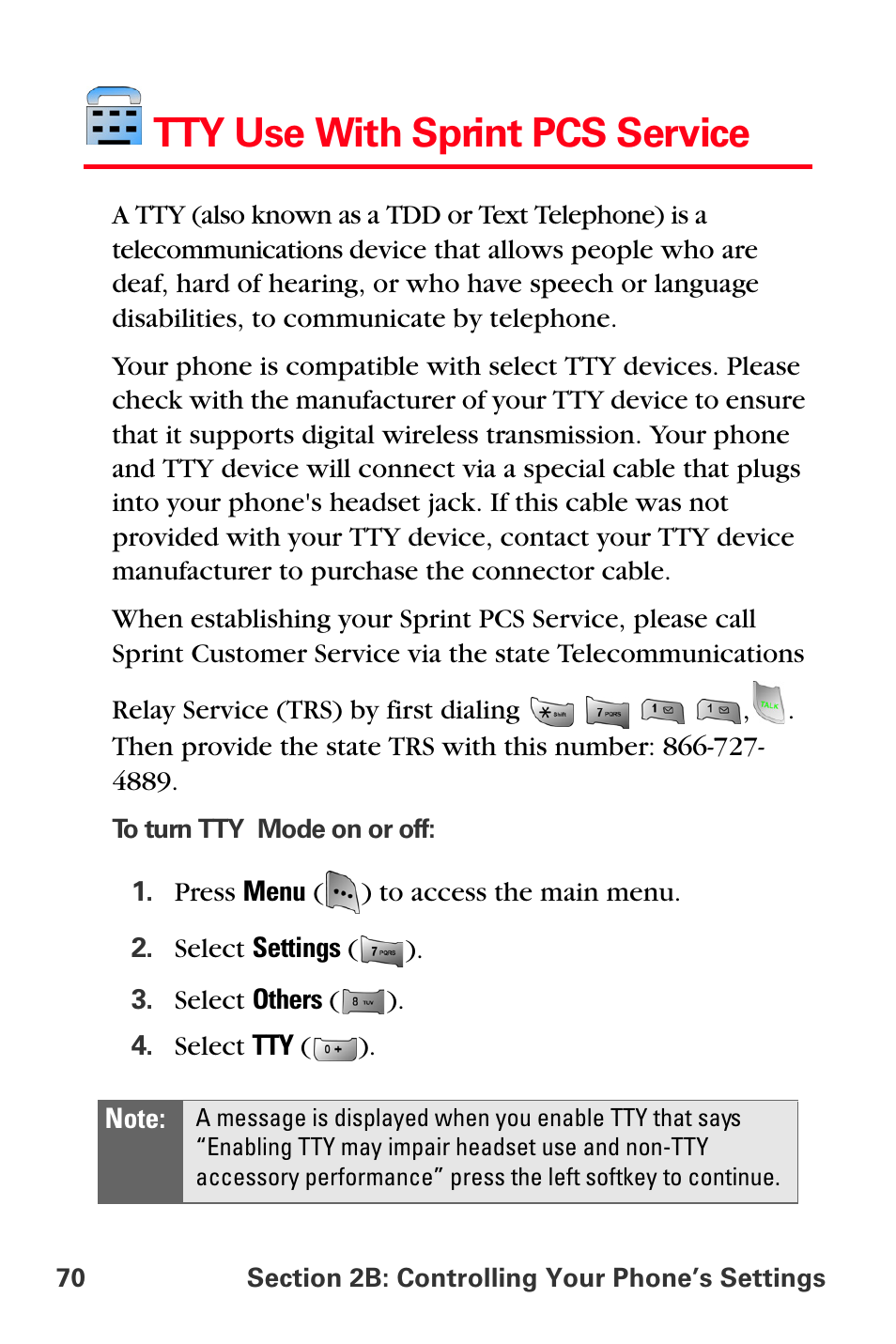 Tty use with sprint pcs service | Sprint Nextel MM-A800 User Manual | Page 84 / 318