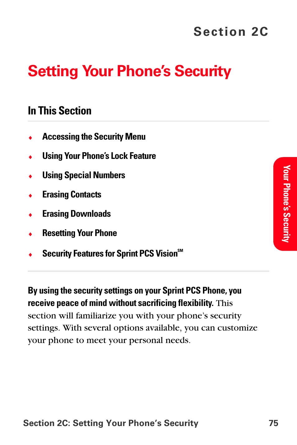 Setting your phone’s security, 2c. setting your phone’s security | Sprint Nextel MM-A800 User Manual | Page 89 / 318