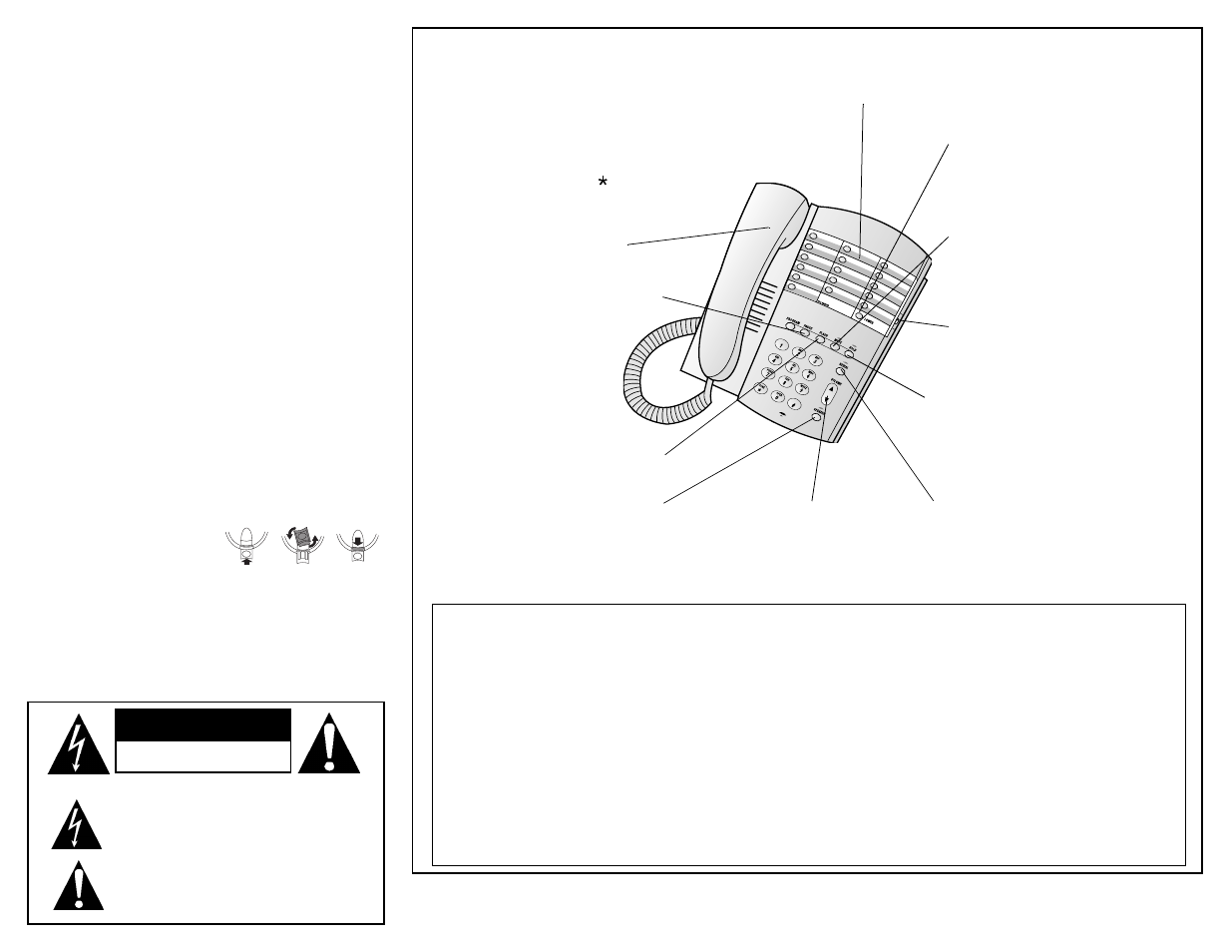 Caution, Installing the phone, Using the phone | Connecting the handset cord, Connecting to the phone line, Mounting on the wall | Sprint Nextel SP-603 User Manual | Page 2 / 2