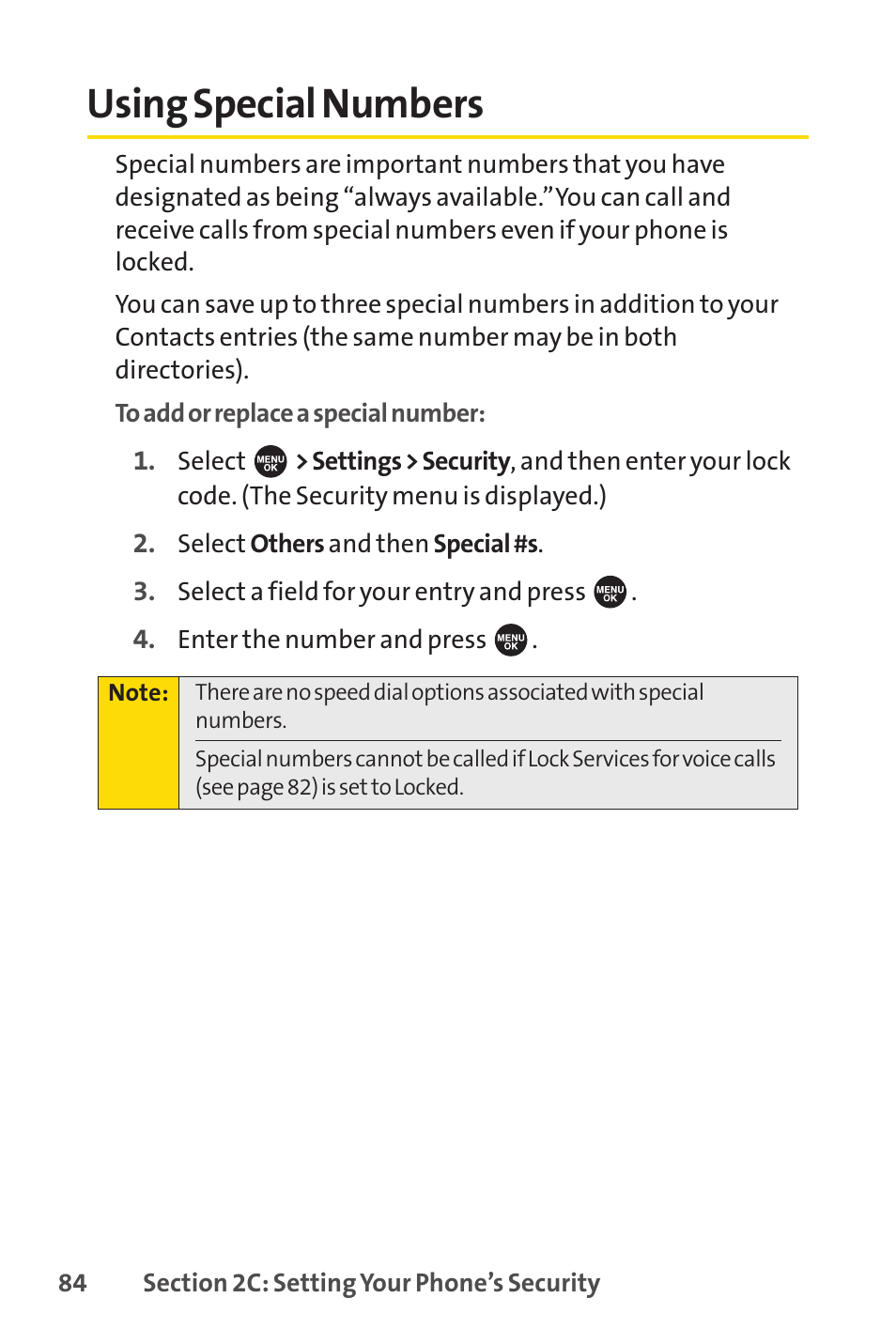 Using special numbers | Sprint Nextel SPRINT PCSVISION SCP-7000 User Manual | Page 100 / 254