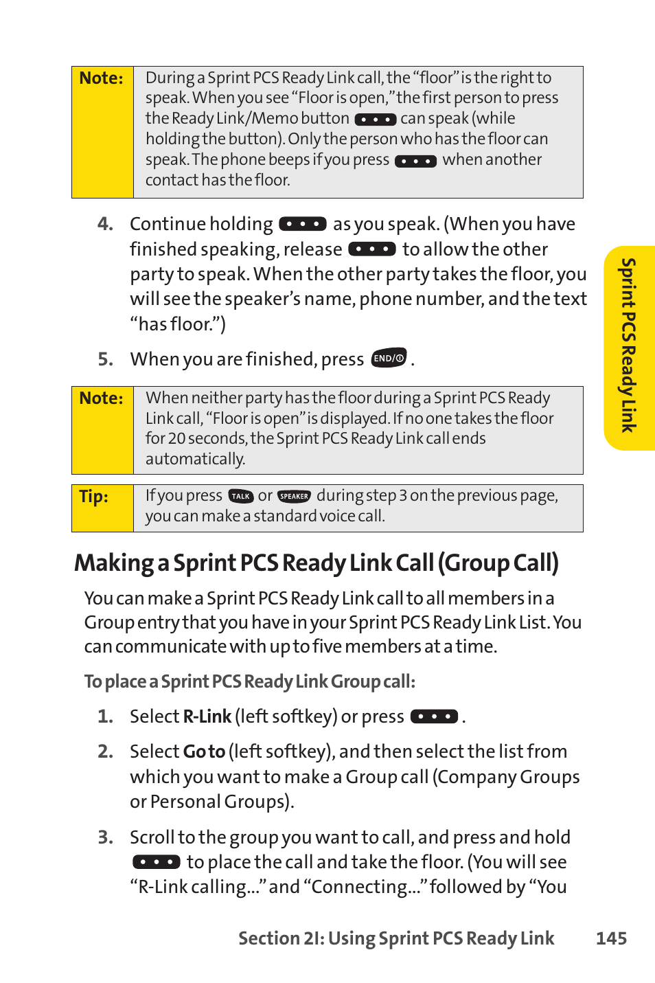 Making a sprint pcs ready link call (group call) | Sprint Nextel SPRINT PCSVISION SCP-7000 User Manual | Page 161 / 254