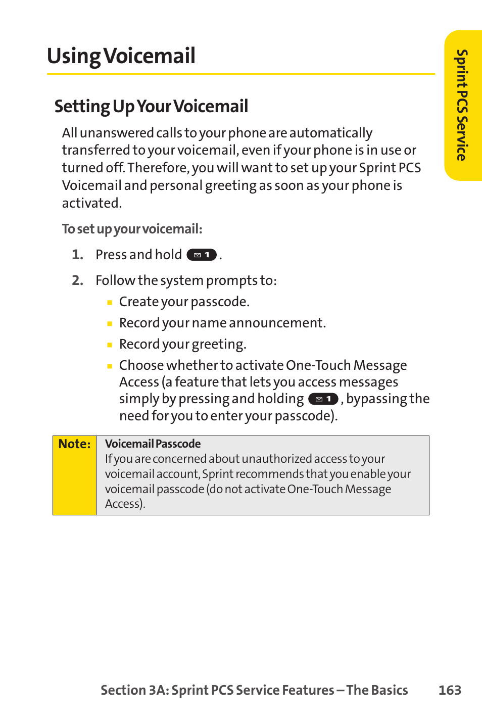 Using voicemail, Setting upyour voicemail | Sprint Nextel SPRINT PCSVISION SCP-7000 User Manual | Page 179 / 254