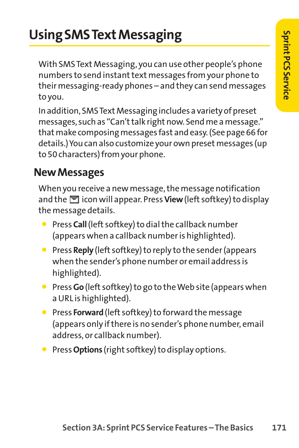 Using sms text messaging, New messages | Sprint Nextel SPRINT PCSVISION SCP-7000 User Manual | Page 187 / 254