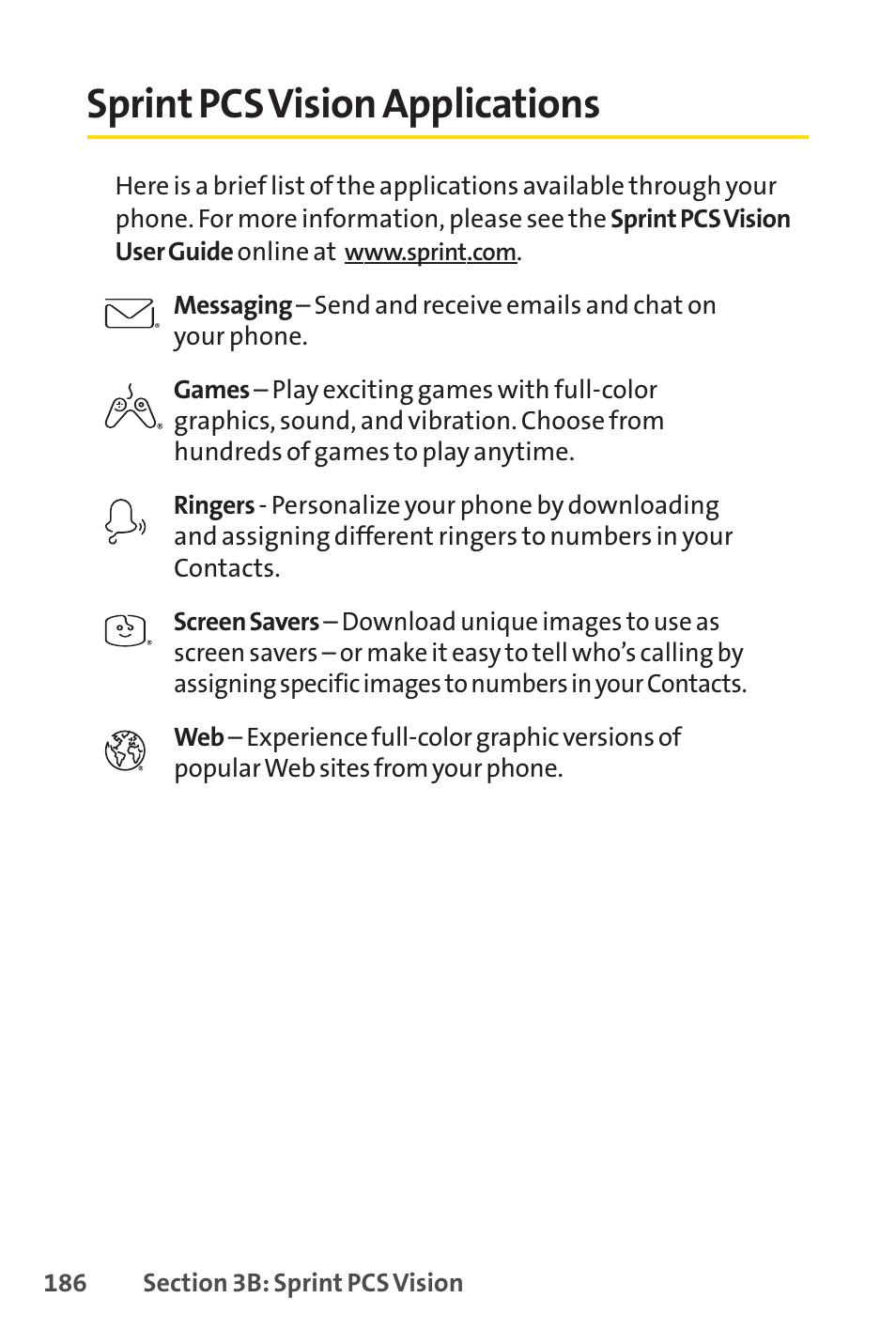 Sprint pcs vision applications | Sprint Nextel SPRINT PCSVISION SCP-7000 User Manual | Page 202 / 254