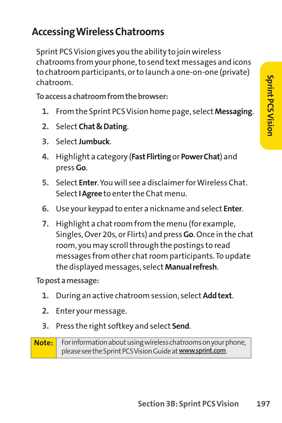 Accessing wireless chatrooms | Sprint Nextel SPRINT PCSVISION SCP-7000 User Manual | Page 213 / 254