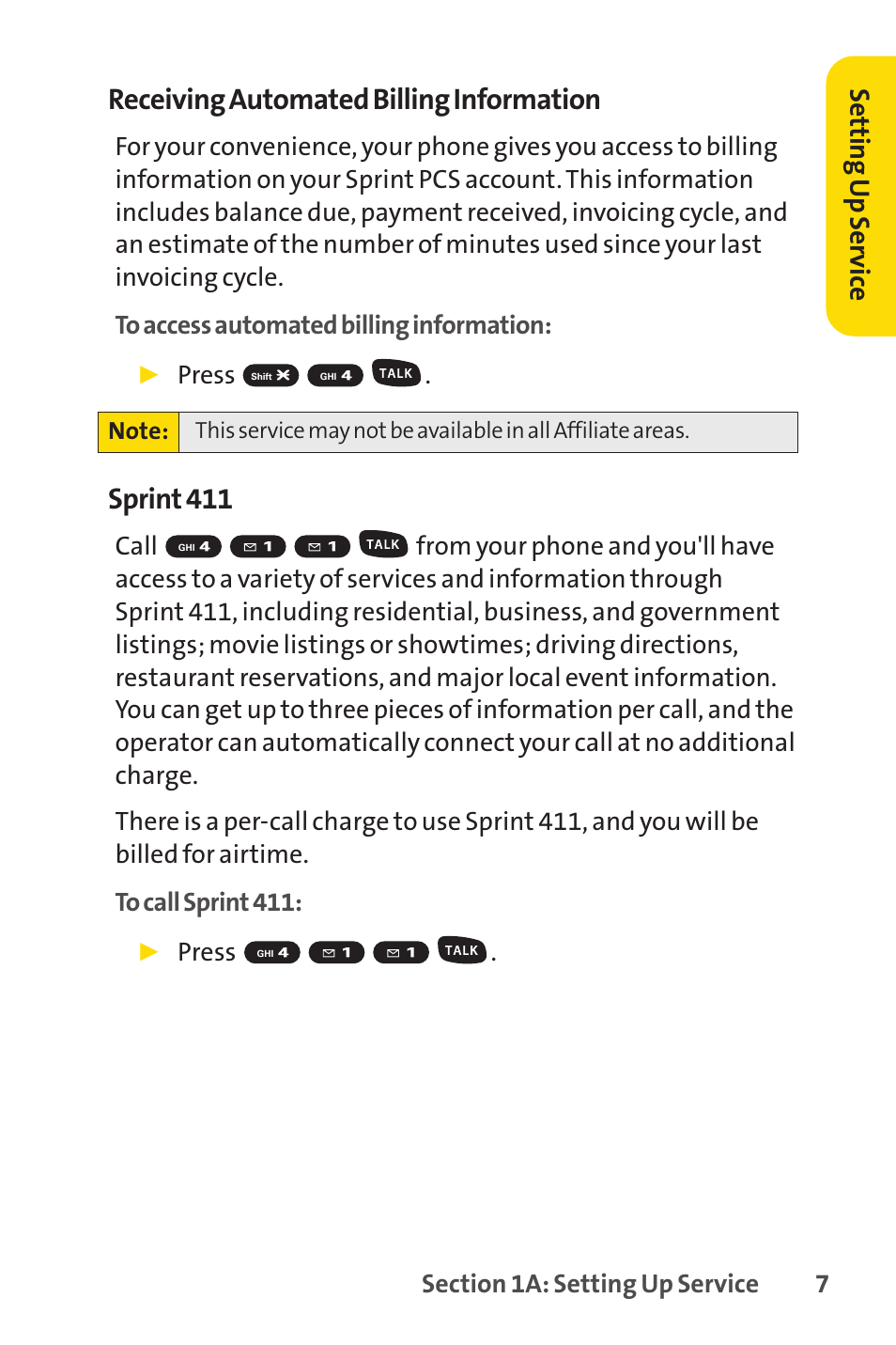 Receiving automated billing information, Sprint 411 | Sprint Nextel SPRINT PCSVISION SCP-7000 User Manual | Page 23 / 254