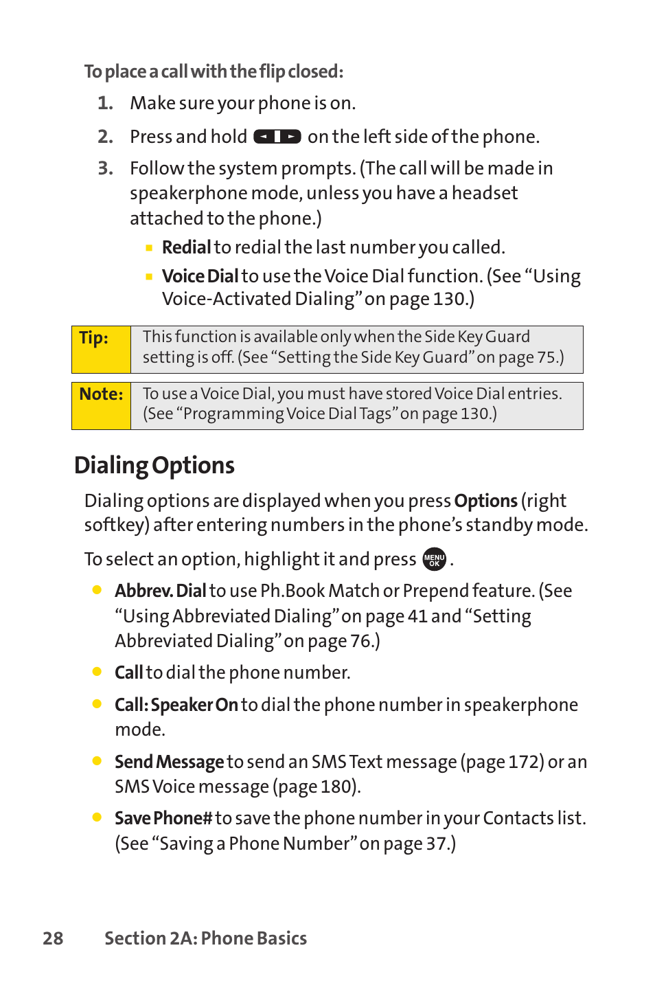 Dialing options | Sprint Nextel SPRINT PCSVISION SCP-7000 User Manual | Page 44 / 254