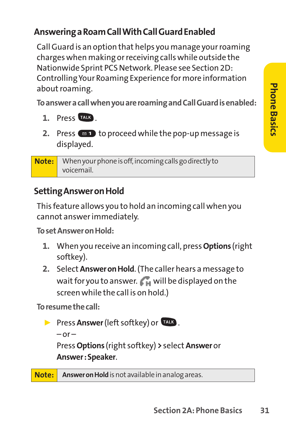 Ph on e b as ics | Sprint Nextel SPRINT PCSVISION SCP-7000 User Manual | Page 47 / 254