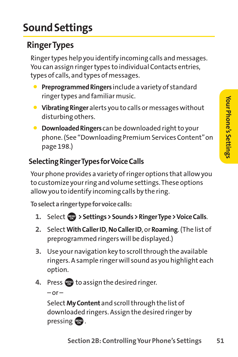 Sound settings, Ringer types | Sprint Nextel SPRINT PCSVISION SCP-7000 User Manual | Page 67 / 254