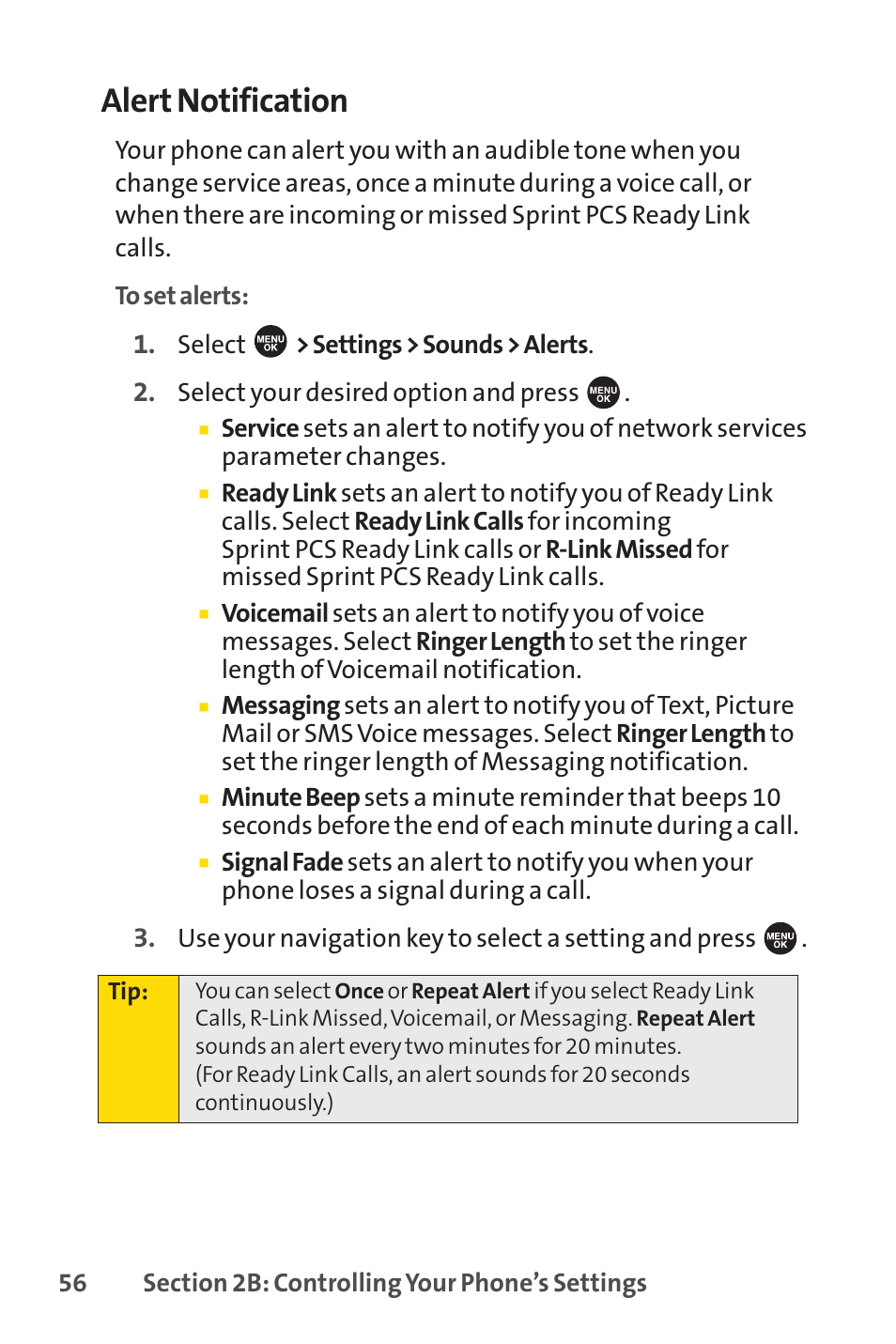 Alert notification | Sprint Nextel SPRINT PCSVISION SCP-7000 User Manual | Page 72 / 254