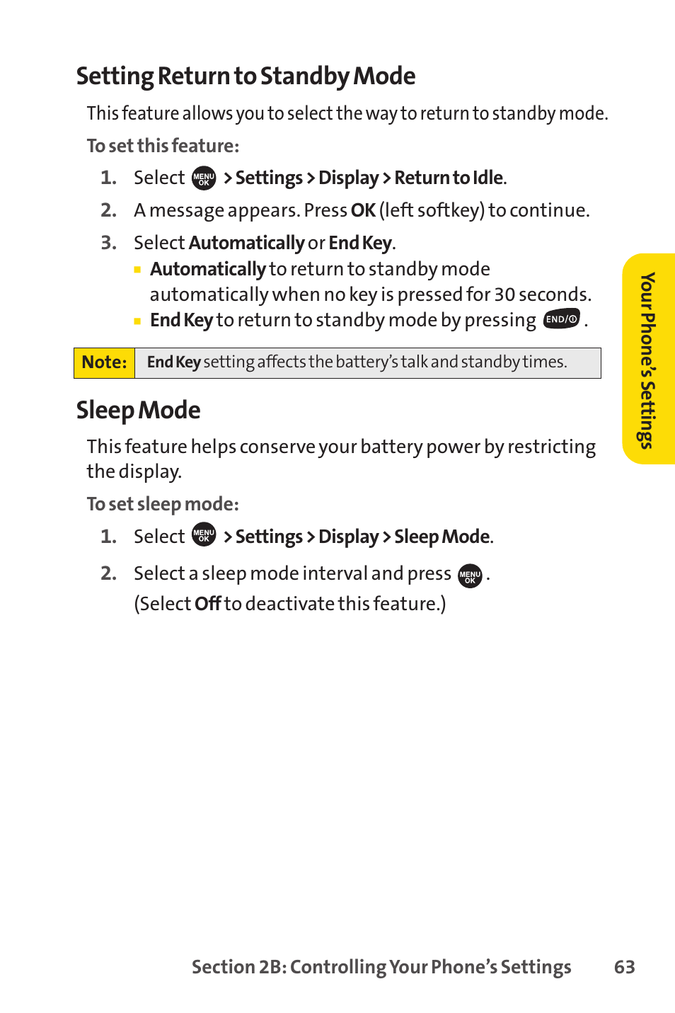 Setting return to standby mode, Sleep mode | Sprint Nextel SPRINT PCSVISION SCP-7000 User Manual | Page 79 / 254