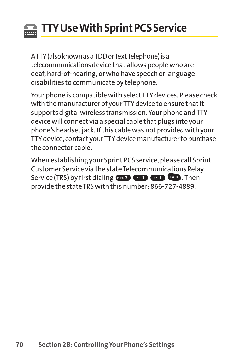 Tty use with sprint pcs service | Sprint Nextel SPRINT PCSVISION SCP-7000 User Manual | Page 86 / 254