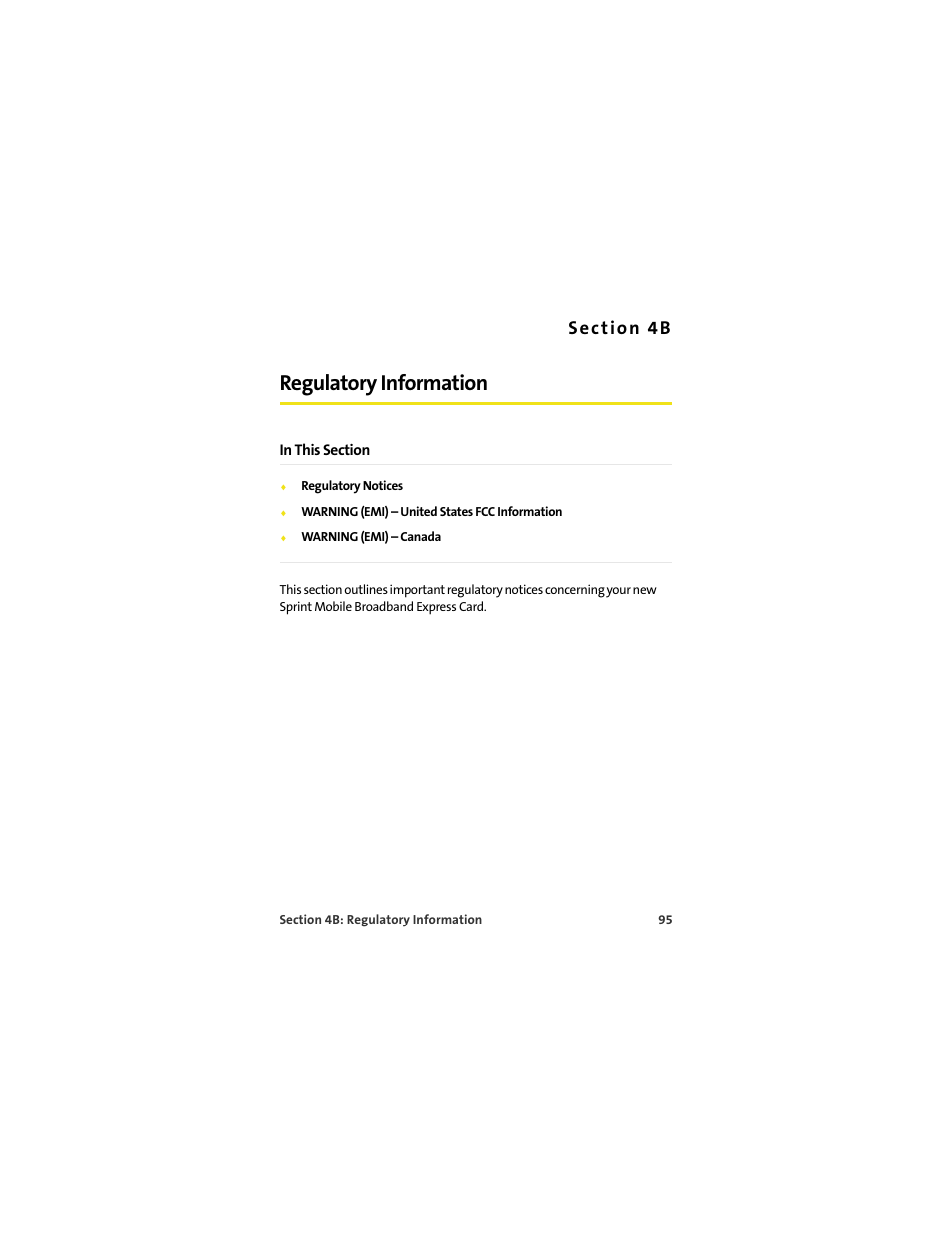 Regulatory information, 4b. regulatory information | Sprint Nextel MERLIN EX720 User Manual | Page 101 / 135