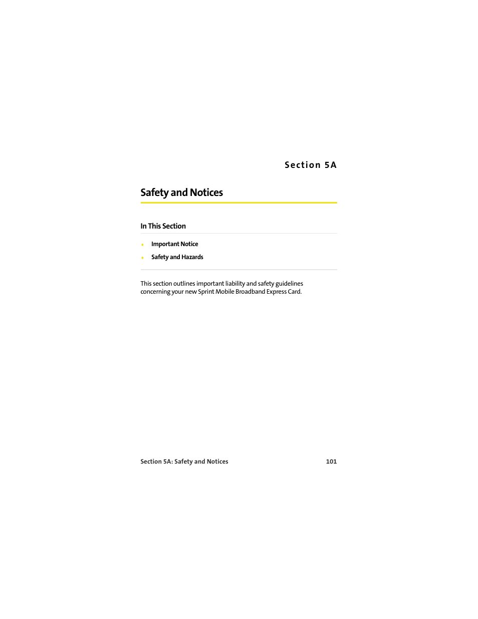 Safety and notices, 5a. safety and notices | Sprint Nextel MERLIN EX720 User Manual | Page 107 / 135