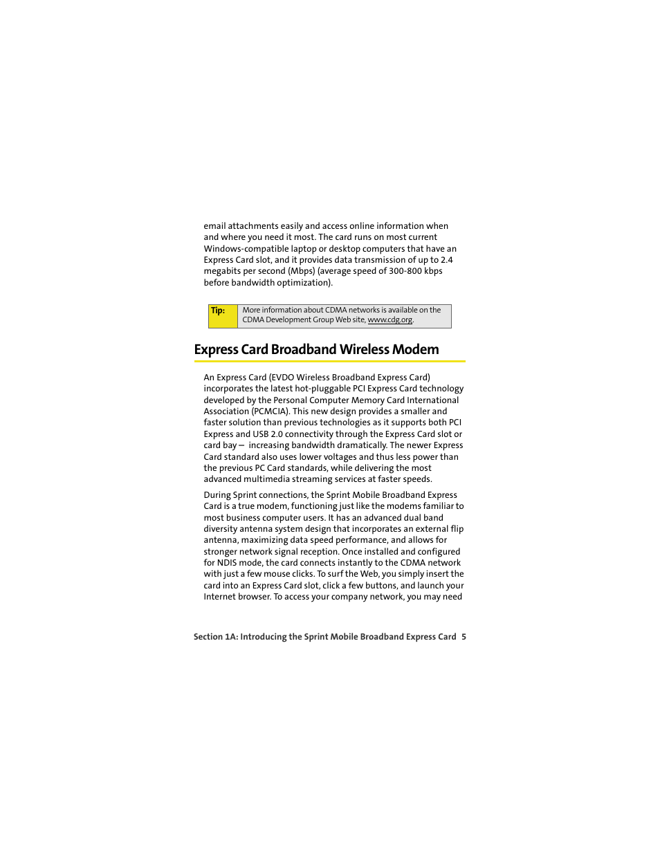 Express card broadband wireless modem | Sprint Nextel MERLIN EX720 User Manual | Page 11 / 135