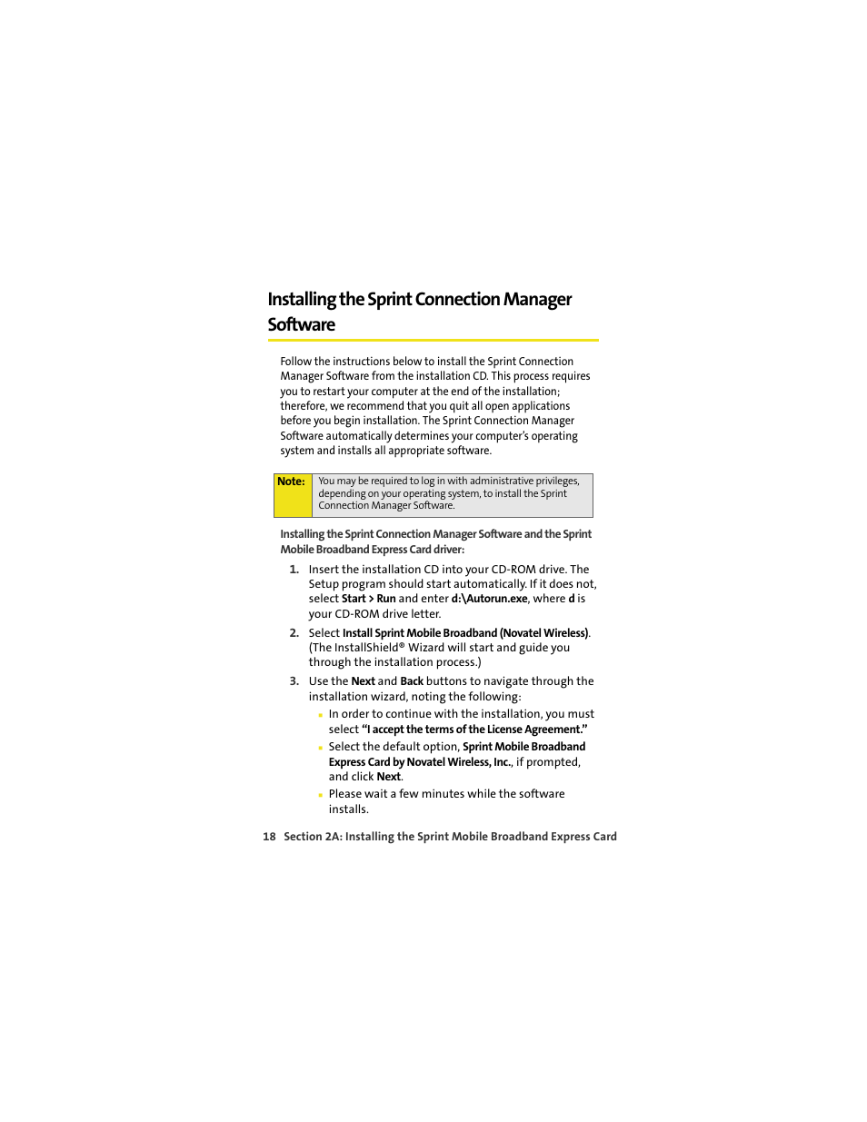 Installing the sprint connection manager software | Sprint Nextel MERLIN EX720 User Manual | Page 24 / 135