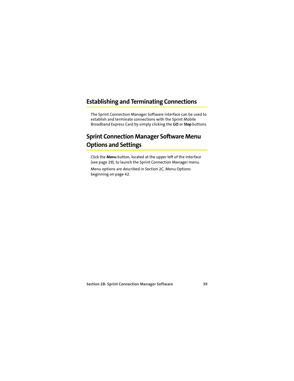 Establishing and terminating connections | Sprint Nextel MERLIN EX720 User Manual | Page 45 / 135