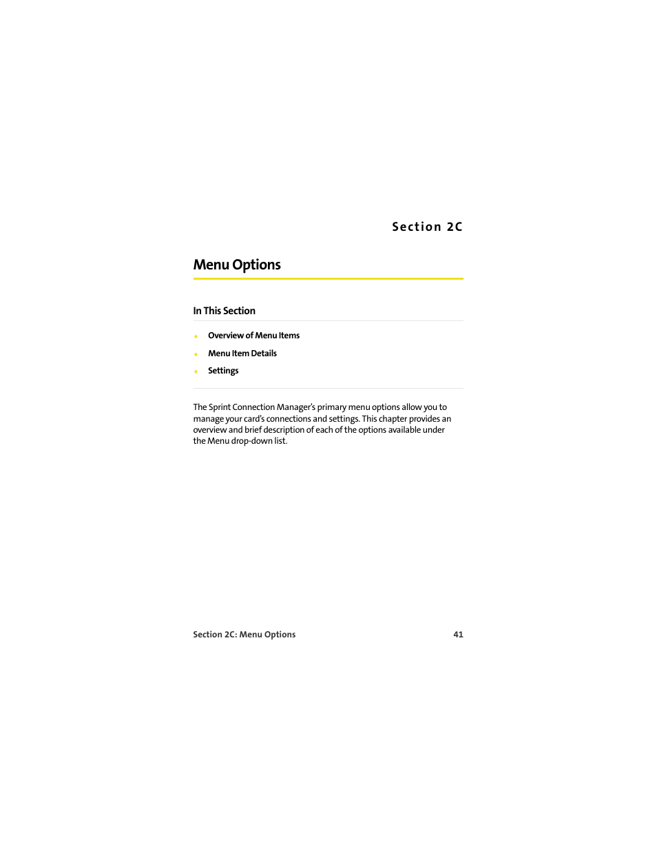 Menu options, 2c. menu options | Sprint Nextel MERLIN EX720 User Manual | Page 47 / 135