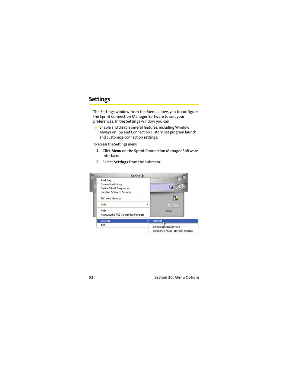 Settings | Sprint Nextel MERLIN EX720 User Manual | Page 58 / 135