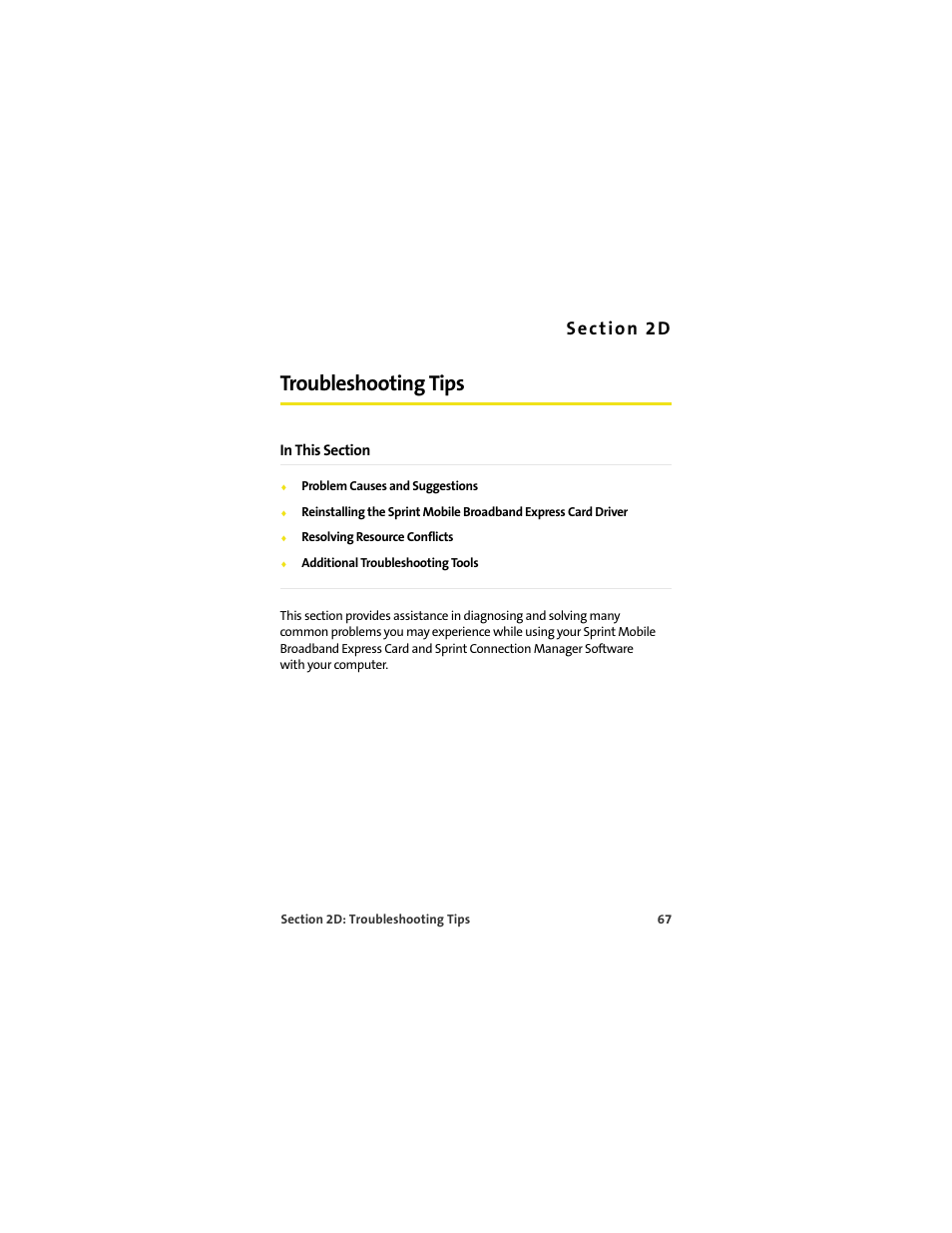 Troubleshooting tips, 2d. troubleshooting tips | Sprint Nextel MERLIN EX720 User Manual | Page 73 / 135