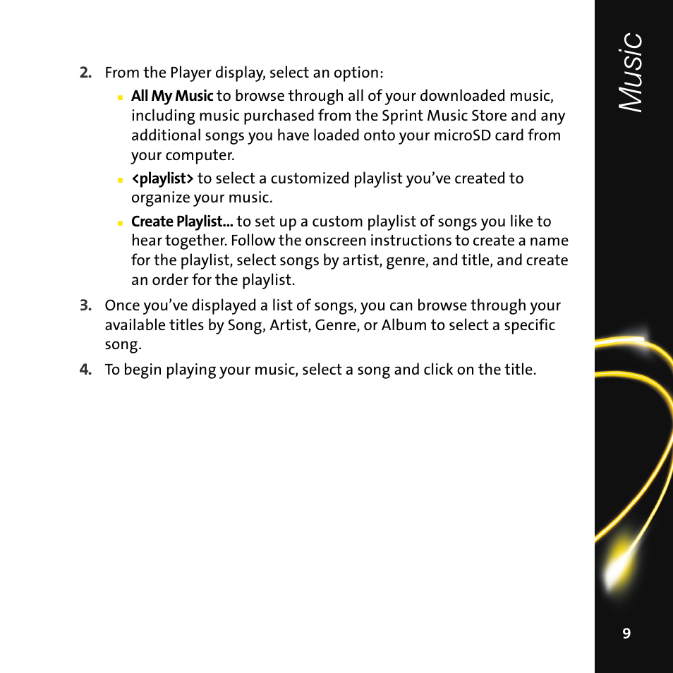 Music | Sprint Nextel Mobile Digital TV User Manual | Page 11 / 22