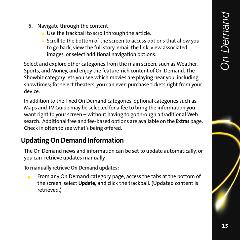 Updating on demand information, On demand | Sprint Nextel Mobile Digital TV User Manual | Page 17 / 22