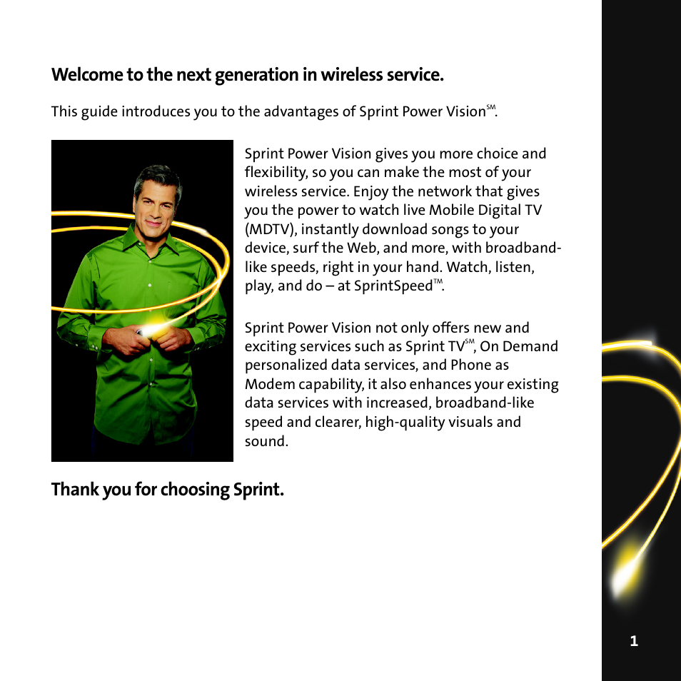 Welcome to the next generation in wireless service | Sprint Nextel Mobile Digital TV User Manual | Page 3 / 22