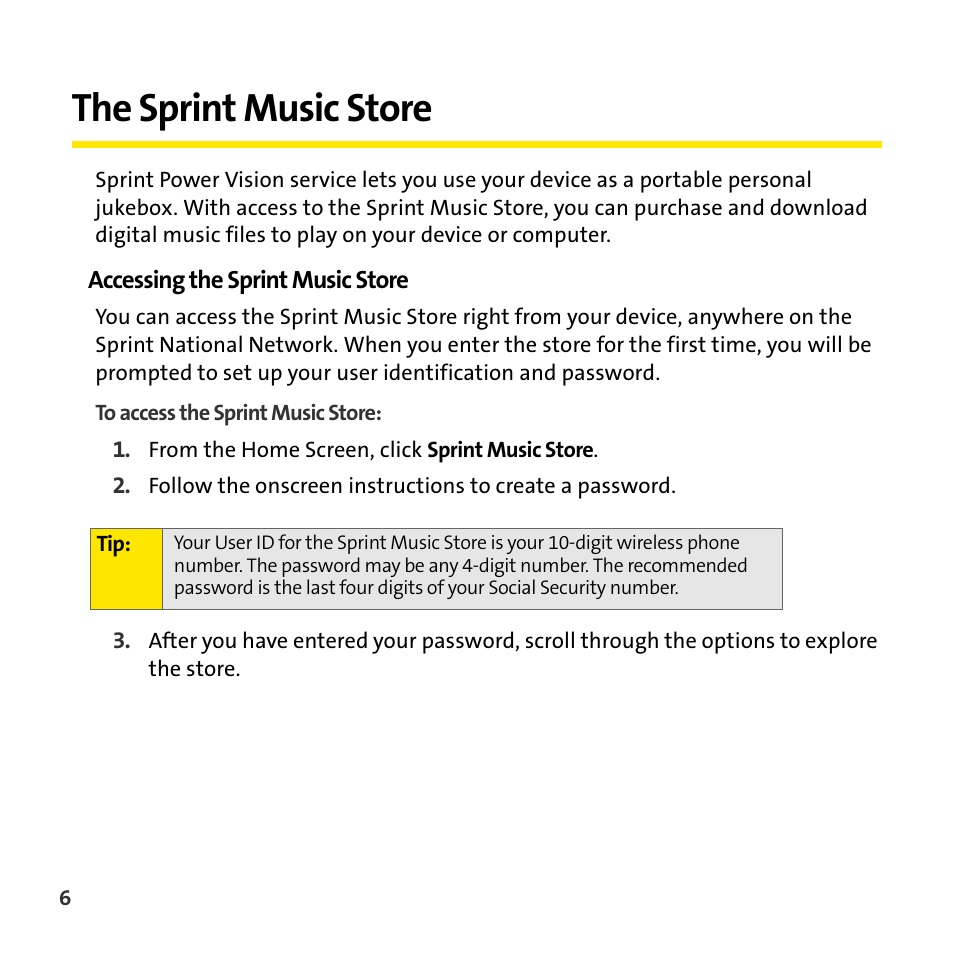 The sprint music store | Sprint Nextel Mobile Digital TV User Manual | Page 8 / 22