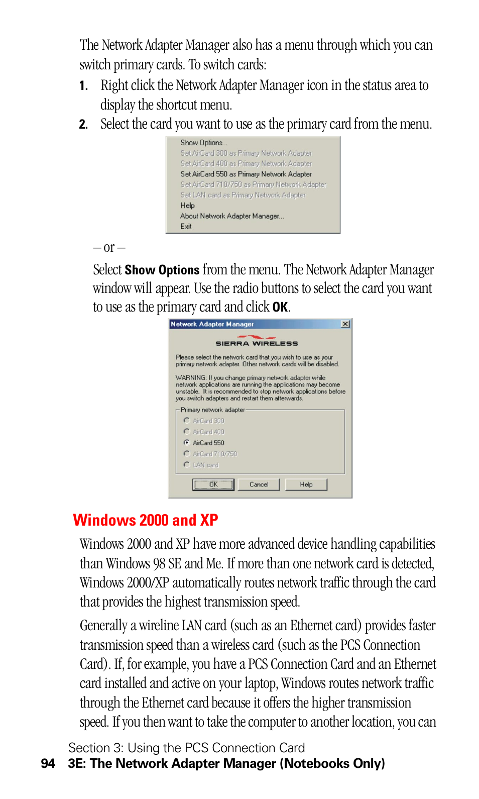 Windows 2000 and xp | Sprint Nextel 550 User Manual | Page 100 / 175