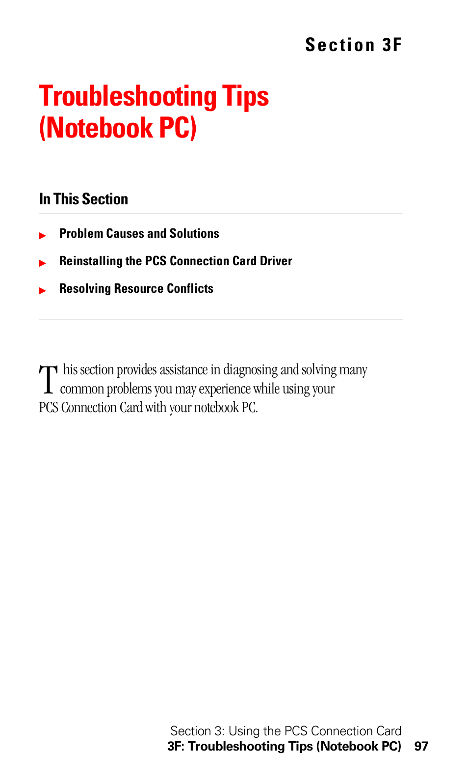 Troubleshooting tips (notebook pc), 3f. troubleshooting tips (notebook pc), S e c ti o n 3 f | Sprint Nextel 550 User Manual | Page 103 / 175