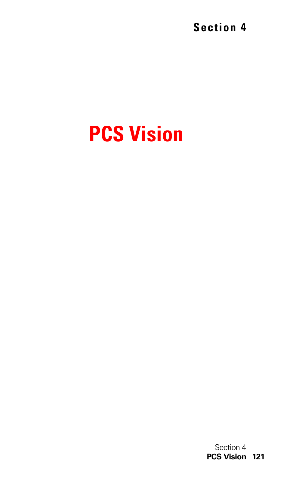 Pcs vision, Section 4: pcs vision | Sprint Nextel 550 User Manual | Page 127 / 175