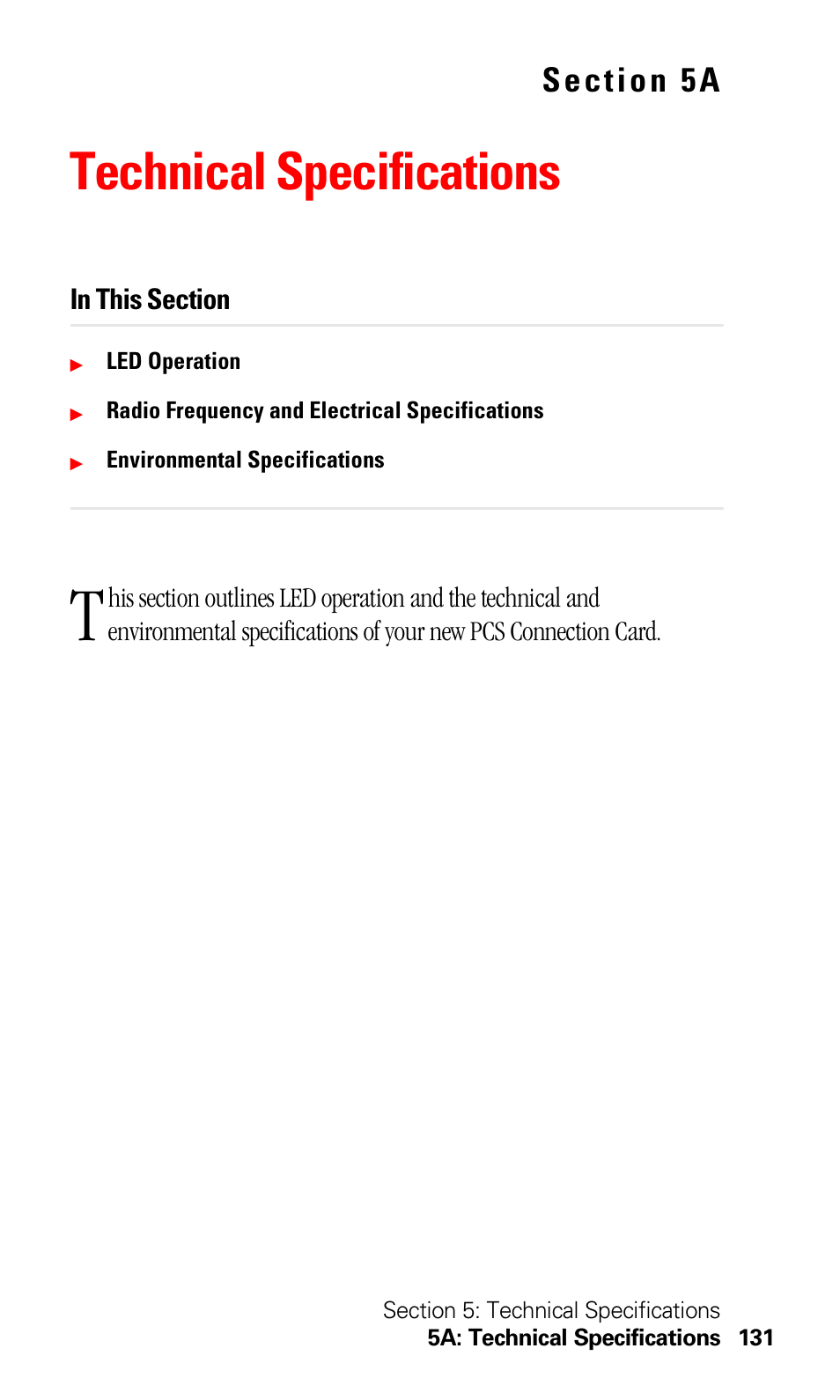 Technical specifications, 5a. technical specifications | Sprint Nextel 550 User Manual | Page 137 / 175