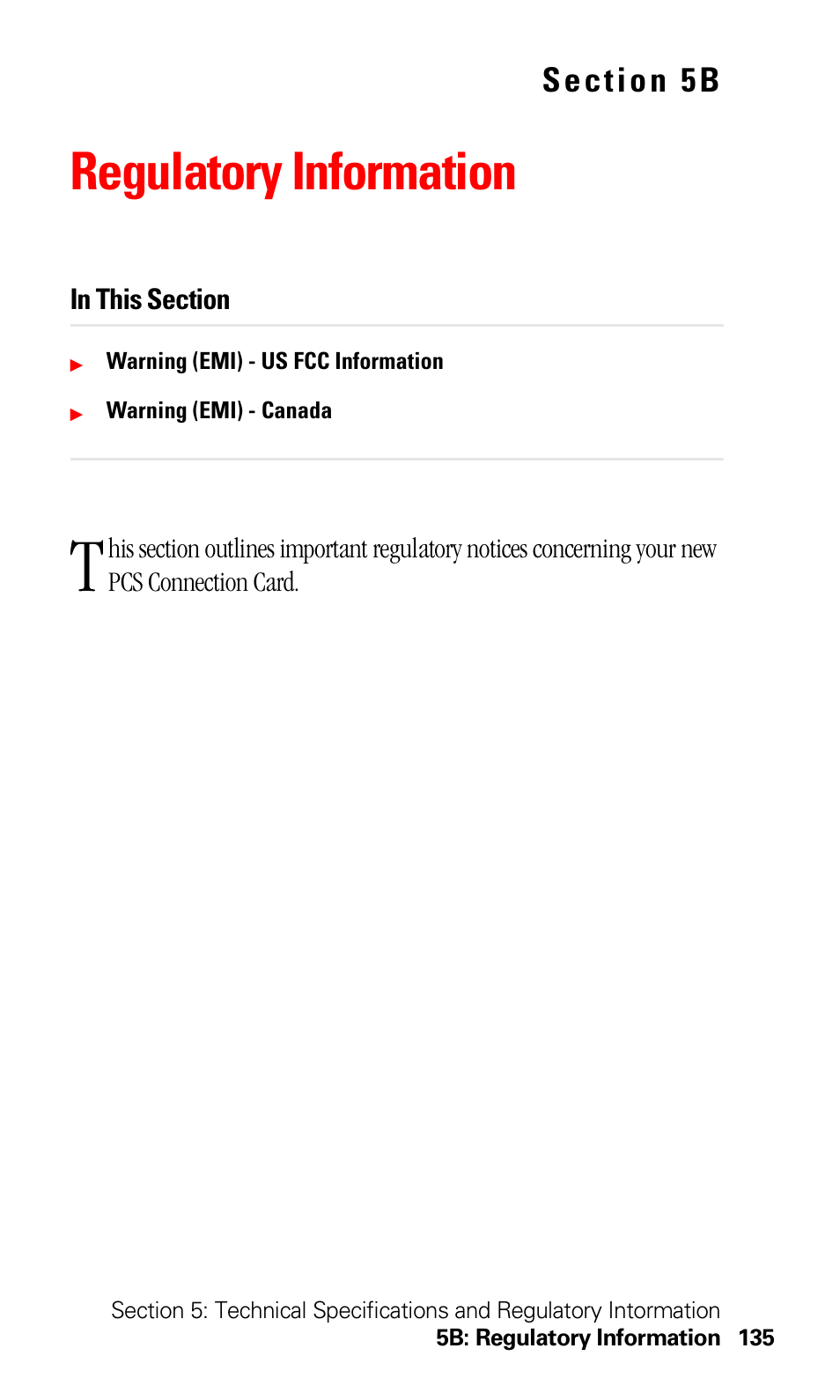 Regulatory information, 5b. regulatory information | Sprint Nextel 550 User Manual | Page 141 / 175