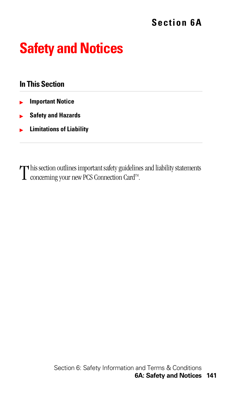 Safety and notices, 6a. safety and notices | Sprint Nextel 550 User Manual | Page 147 / 175
