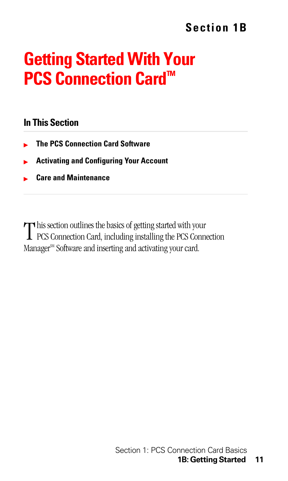 Getting started with your pcs connection cardtm, Getting started with your pcs connection card | Sprint Nextel 550 User Manual | Page 17 / 175