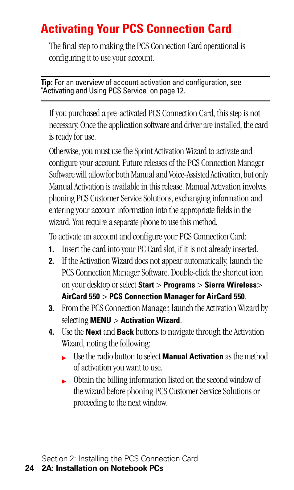 Activating your pcs connection card | Sprint Nextel 550 User Manual | Page 30 / 175