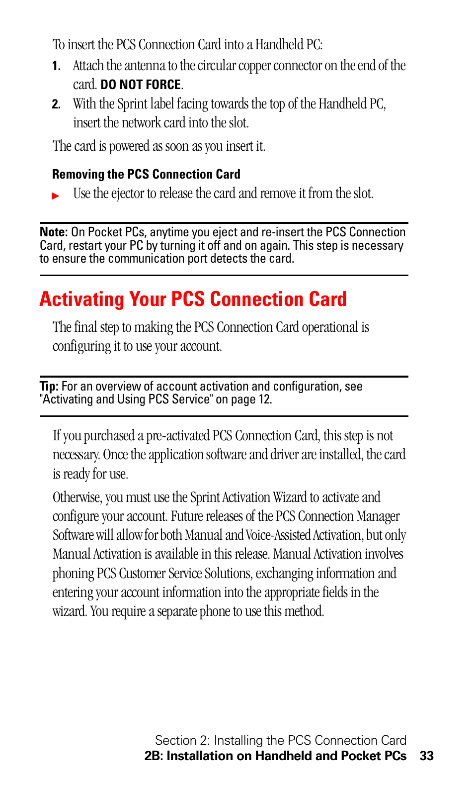 Activating your pcs connection card | Sprint Nextel 550 User Manual | Page 39 / 175