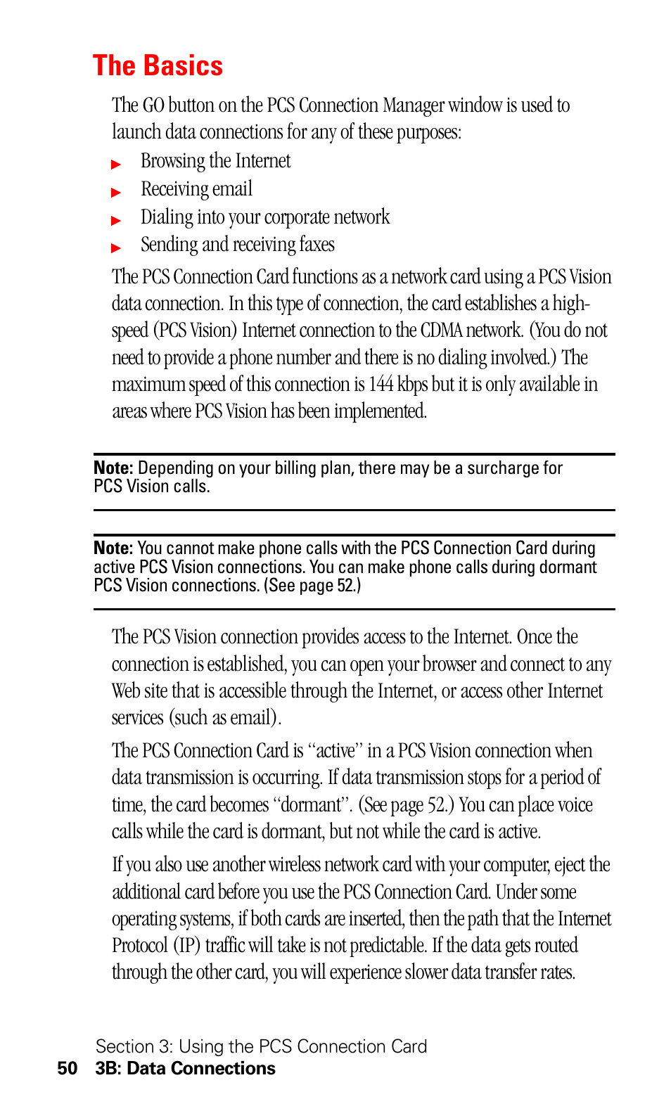 The basics, Browsing the internet, Receiving email | Dialing into your corporate network | Sprint Nextel 550 User Manual | Page 56 / 175